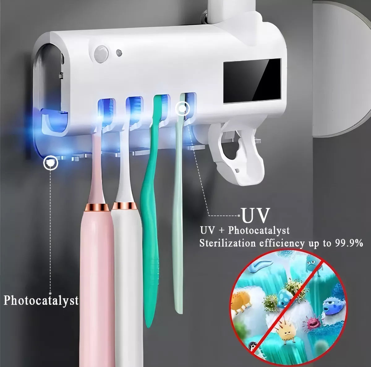 Porta Cepillos Esterilizador UV🦷 – Elimina Bacterias en Segundos