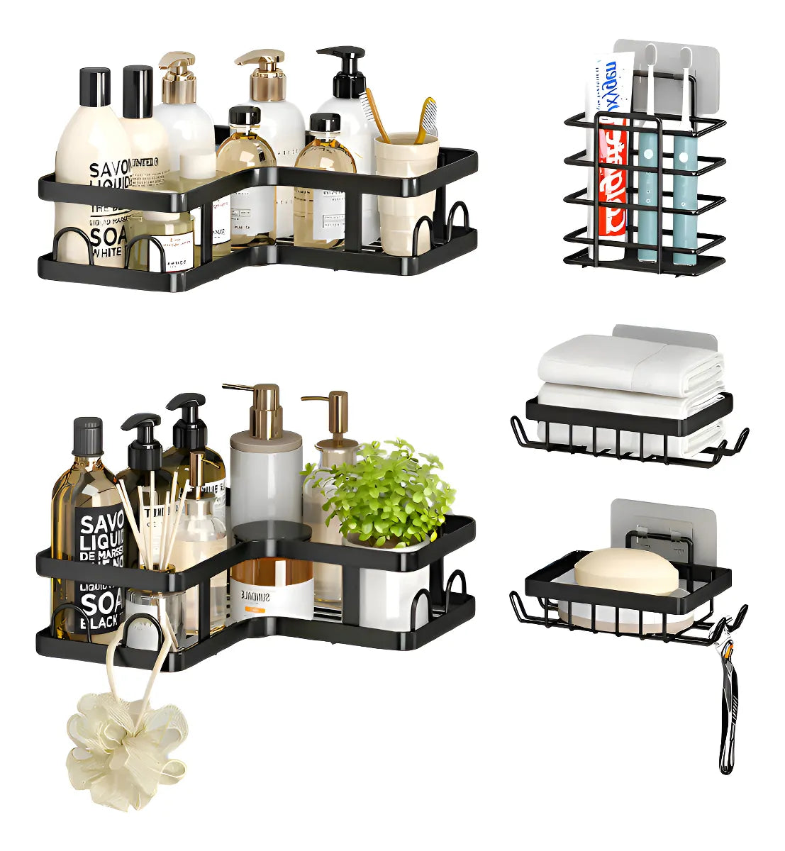 Kit Organizador de Duchas 5 Piezas 🚿 – Todo En Un Solo Lugar Sin Desorden