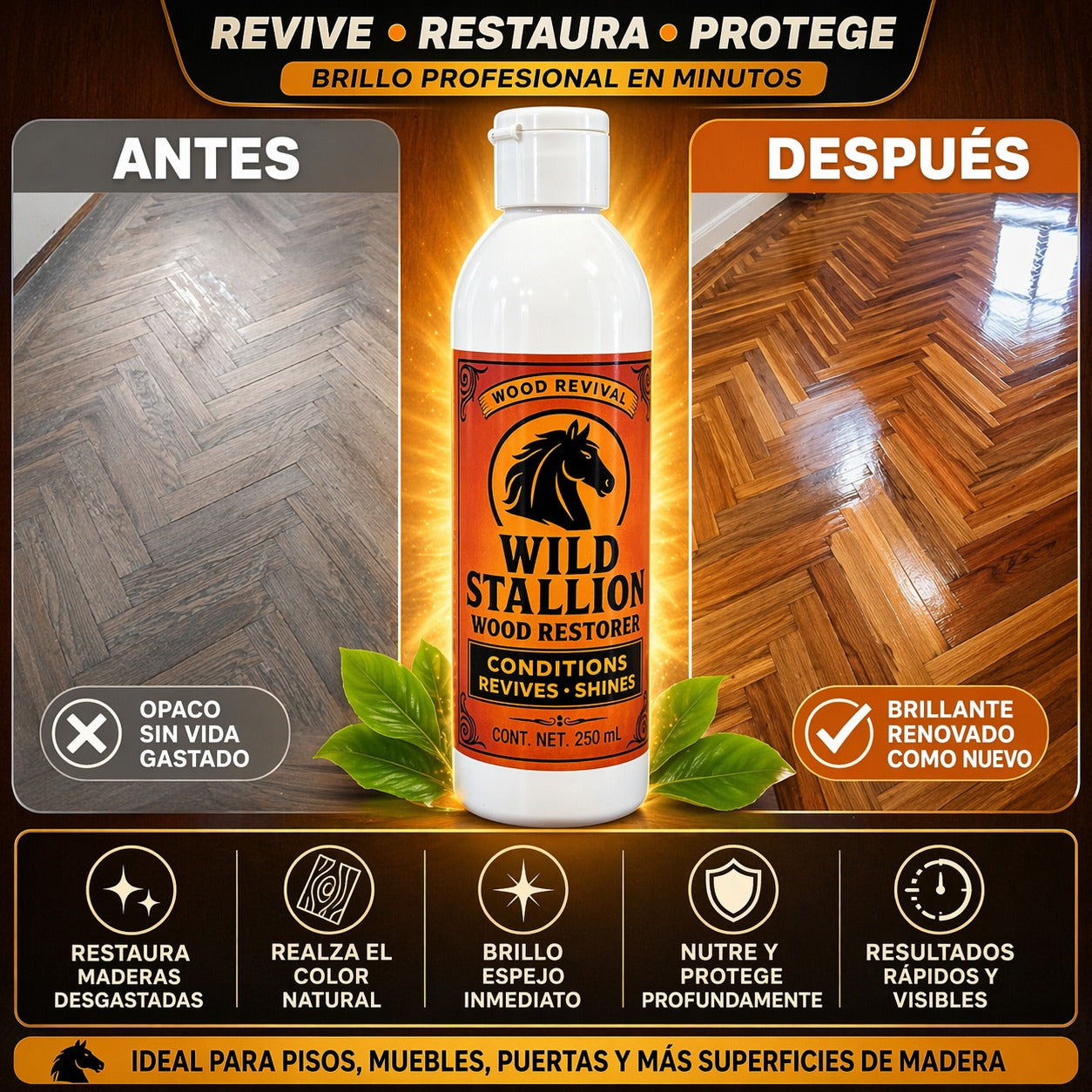 Restaurador de Madera Wild Stallion - Revive tu madera en segundos 🚪
