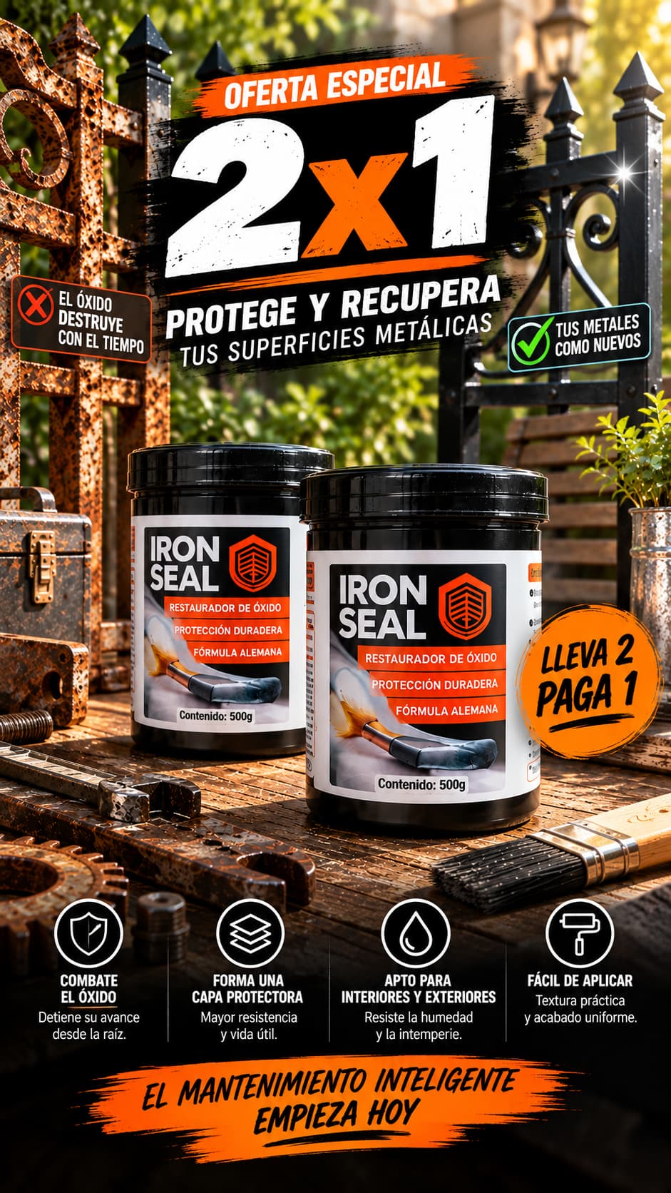 🛡️ IronSeal - Pintura Reparadora Antioxidante - Restaura y elimina el óxido al instante⭐ (500g)