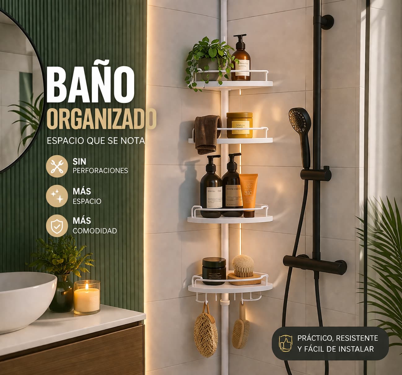 Esquinero de Ducha 🚿– Aprovecha Espacios y Olvida el Desorden