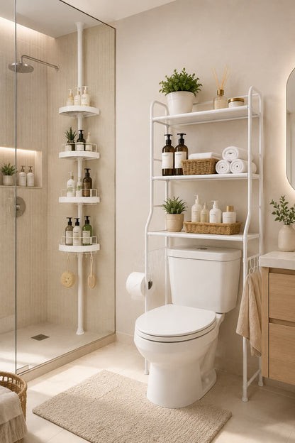 SUPER COMBO🔥: Organizador de Baño 3 Niveles + Esquinero para Ducha🛁 🤩