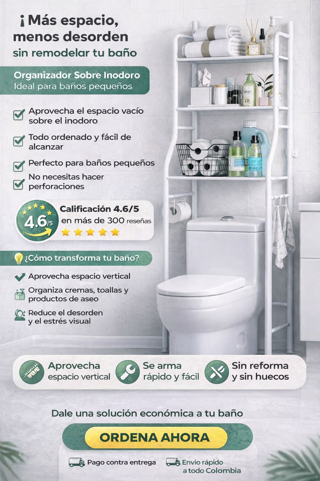 Organizador de Baño 3 Niveles🛁 Más Espacio En Segundos
