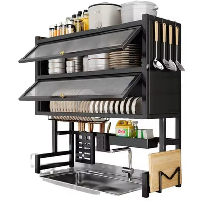 Escurridor Doble Nivel Con Puertas 🤩– Organiza y Protege Tu Cocina